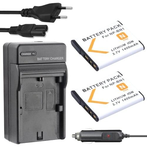 2Pcs NP-BN1 NP BN1 Battery + Charger for Sony Cyber-shot DSC-QX10 DSC-QX100 DSC-T99 DSC-T110 DSC-TF1 DSC-TX5 TX7 TX9 DSC-TX10