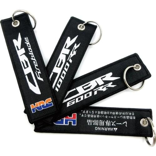 Motorcycle Embroidery Strap Key Ring Keyring Key Chain Keychain For Honda HRC CBR Fireblade CBR600RR CBR1000RR Black Universal