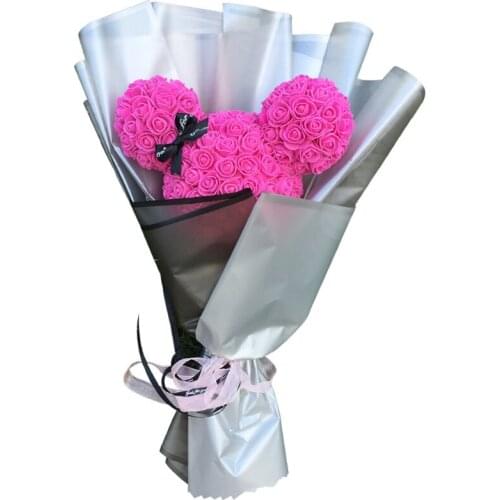 50cm Rose Bouquet Rose Bear Flower Artificial Flower Valentines Day Gift for Girlfriend Home Wedding Festival DIY Wedding Decor