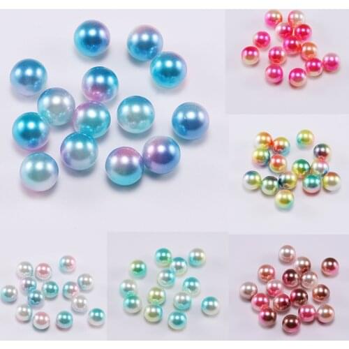 3/4/6/8/10/12mm No Hole Round Plastic Acrylic Rainbow Color ABS Imitation Pearl Bead Loose Beads For Jewelry Making Accessories