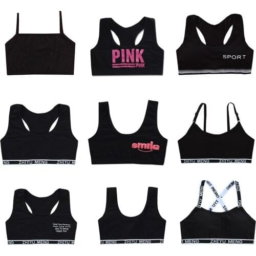 Girls Bra Puberty Kids Training Black Vests Sport Top Breathable Teens Students Spots Children Underwear Bras for 8-18 Years Old