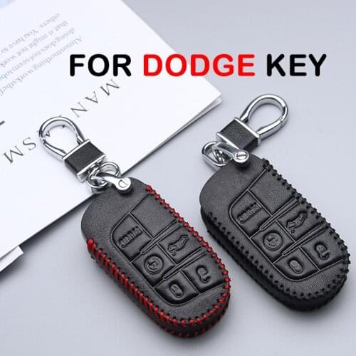 Genuine Leather Car Key Case Cover For Dodge Journey Charger Dakota Challenger Coupe Anti-wear Protective Key Shell Car Styling