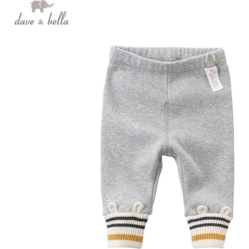 DBJ14943 dave bella winter baby girls fashion cartoon padded pants children full length kids pants infant toddler trousers