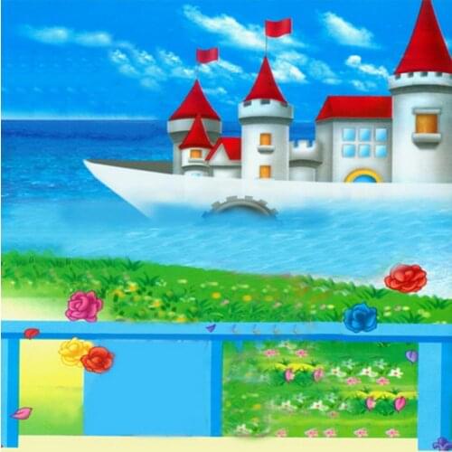 Cartoon Castle in Sea for Children Photography Backdrops Photo Props Studio Background 5x7ft