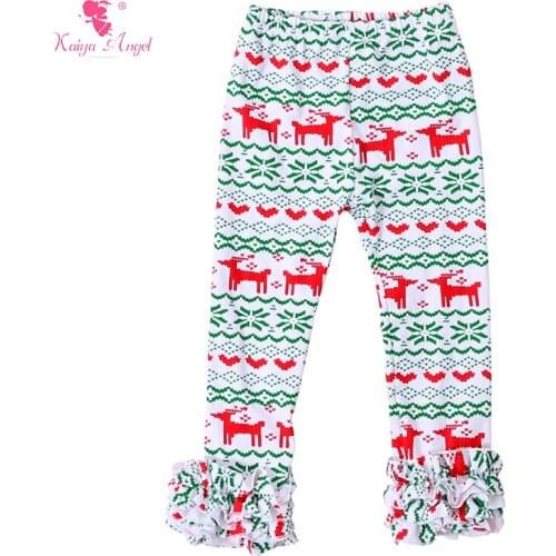 Girls leggings infant boutique Christmas girls ruffles pants baby kids leggings cotton toddler leggings fall autumn winter