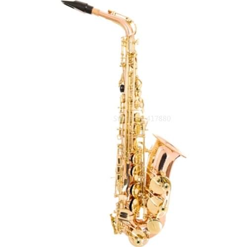 MARGEWATE Eb Tune Alto Saxophone Phosphorus Copper Rose Gold Lacquer Pearl Button E Flat Alto Sax Musical Instrument with Case