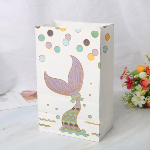 12pcs Mini Kraft Paper Bags For Gifts Thank You Small Gift Bag Mermaid Wedding Party Favor Bags Llama Paper Candy Bags