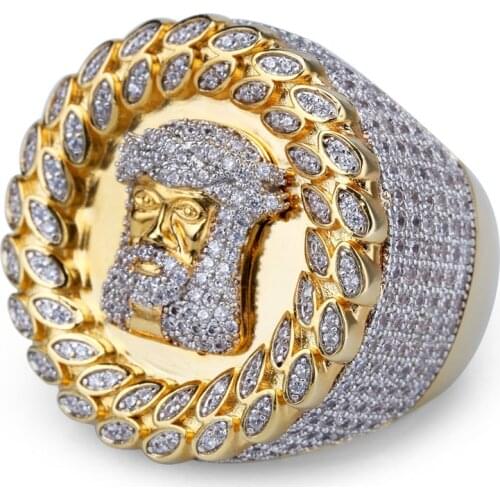 Hip Hop Mens Rings Fashion Rock Jewelry For Mens Gifts Bling Iced Out Jesus Crown AAA Zircon Rings
