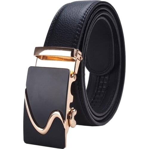 [HIMUNU] Brand Designer Belts Men High Quality Automatic Buckle Cowhide Genuine Leather Luxury belts for men 110-130cm Man belts