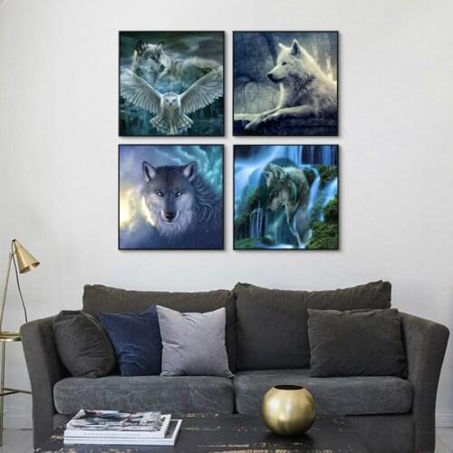 Paint by number art painting by numbers Hand-painted dark series smart wolf group home corridor decorative painting