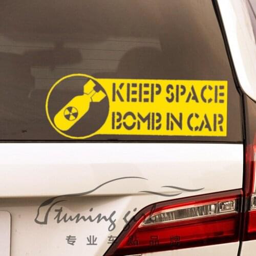 Car Stickers Keep Space Bomb In Car Warning Mark Funny Creative Decals For Tail Vinyls Auto Tuning Styling 25x9cm D10