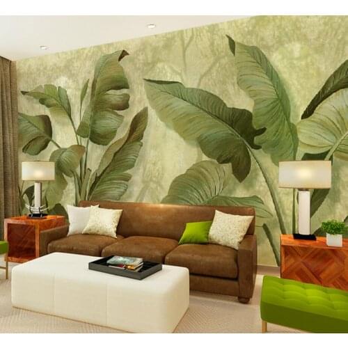 Banana Leaf Wall Mural Photo Wallpaper for Living RoomWall Art Decor Leaves Wall Paper Murals Stereoscopic 3d Southeast Design