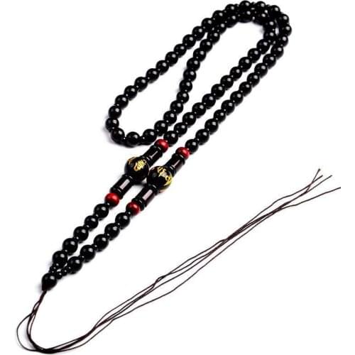 Natural Black Agate Six-character True Word Ball Necklace Jewelry Fine Jewelry Fashion Sweater Chain Bead Necklace Jewelry