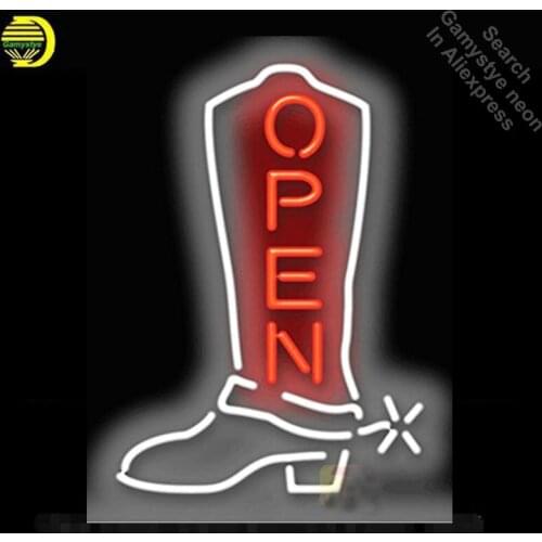 Neon Sign for Cowboy Boot Open Neon Bulb Sign Beer Bar Pub Neon Tube Sign Commercial handcraft Publicidad Lamps Store Displays