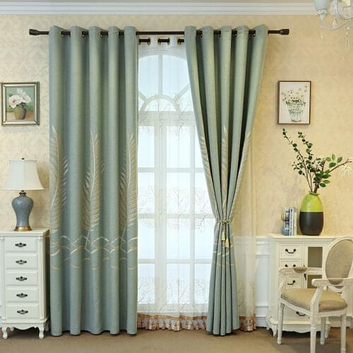 Nordic simple living room atmosphere finished curtain bedroom shading thickened cotton and linen light luxury jacquard curtain