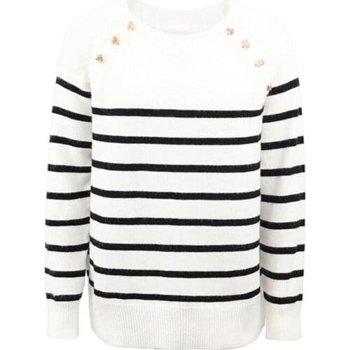 Quanss New 2021 Fashion Autumn Winter Clothes Women Striped Sweater Loose Casual Knitted Pullover Female Knit Top Y2k Jumper