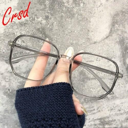 CRSD 2020 New Fashion Anti-Blue Light Flat Glasses PC Irregular Polygon Womens Oversized Nearsighted Eyeglasses 0 -1.0 To -6.0