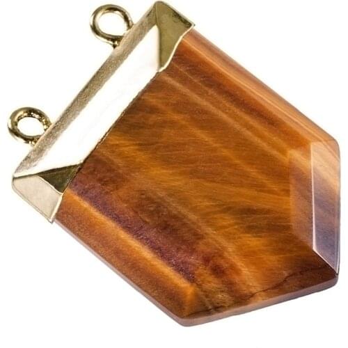 TUMBEELLUWA Tigers Eye Stone Pendant Silver Gold Color Healing Reiki Stone Point Side Ways Charm Charms For Jewelry Making