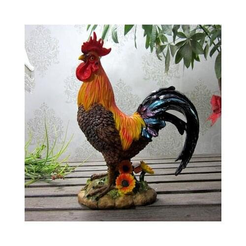 Fengshui Resin Ceramic Simulated Rooster Arrangement for Town House Recruitment Male Room Decoration doll