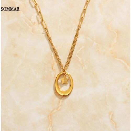 SOMMAR Hot 2021 Gold Filled Goddess necklaces & pendants Star oval pendant vintage necklace Prom Accessories