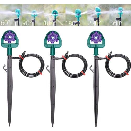 Garden Watering Irrigation Nozzles Adjustable Angle Sprinklers 60/90/180/270/360 Degree on 50CM Filberglass Stake Greenhouse