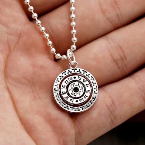 Silver Round Pendants for Necklace Bracelet Pendants Women Vintage Unisex Jewelry for Men And Women Necklace Pendants Rotating