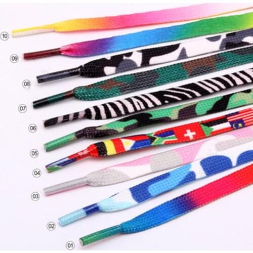120cm 1Pair Colorful Laces Rainbow Gradient Print Flat Canvas Shoe Lace Shoes Casual Chromatic Colour Shoelaces