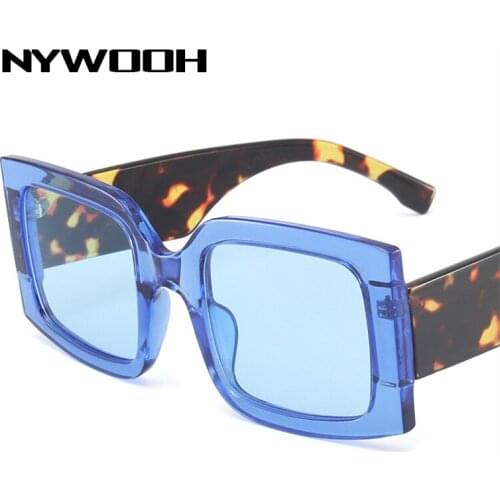 NYWOOH Oversized Square Sunglasses Women Men Vintage Designer Gradient Sun Glasses Ladies Blue Green Shades Eyewear UV400