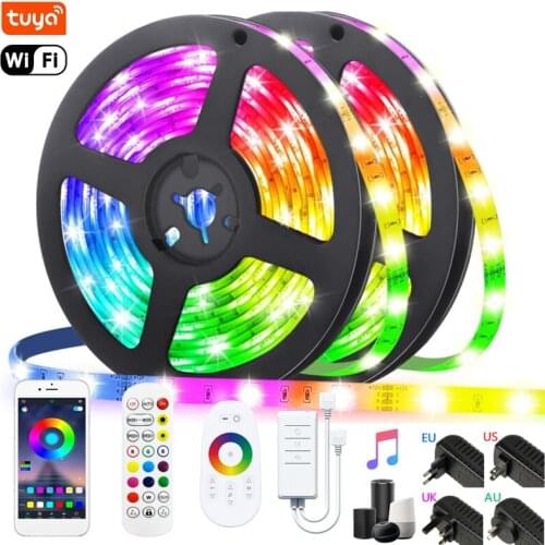 LED Strip Fita RGB 5050 Flexible Ribbon Tape Tuya Luces Infrared Remote Bluetooth WIFI Control Bedroom Christmas Party Lighting
