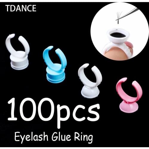 TDANCE Wholesale Disposable Eyelash Extension Glue Rings 100 PCS Package Make Up Glue Holder Tool Kit Set Tattoo Pigment