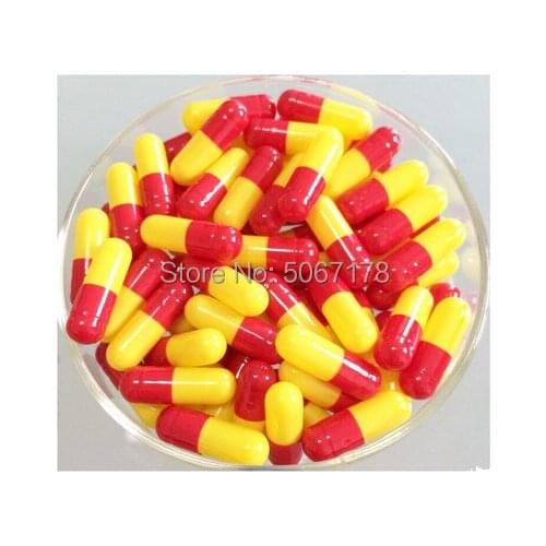 0# Capsules 1000pcs Red+Yellow Empty Hard Gelatin Capsules sizes 0 (Closed or Seperated Capsules available )