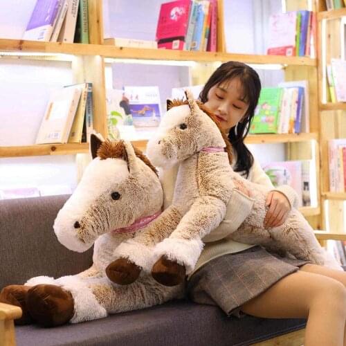 1pc 90/120CM Big Size Cute Lying Horse Plush Toys Stuffed Cartoon Animal Horse Children Kids Girls Shooting Props Birthday Gifts