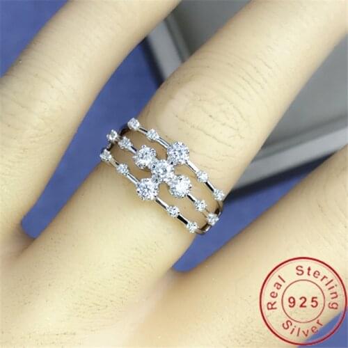 100% Original 925 sterling silver Cross Diamond cz Ring Engagement Wedding band Rings for Women Bridal Statement Party Jewelry