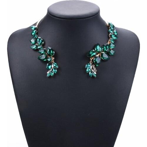 2 Colors Luxury Crystal Collar Choker Necklace Classic Elegant Green Glass Necklace Fashion Jewelry Wholesale