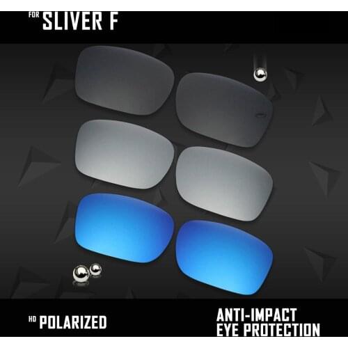 OOWLIT 3 Pairs Polarized Sunglasses Replacement Lenses for Oakley Sliver F OO9246-Black & Silver & Ice Blue