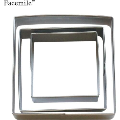 3Pcs/set Square Cookie Cutter Set Fondant Buiscuit Cake Bread Stainless Steel Mold Mould Cookie Cutter 52128