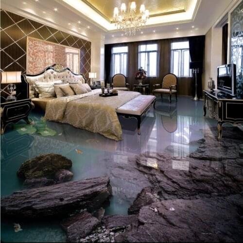 Free Shipping Aesthetic Seaside Beach Living Room Bathroom 3D Floor thickened kitchen restaurant bedroom lobby flooring mural