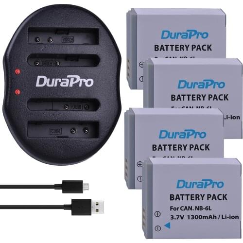 4pc NB-6L NB6L NB 6L NB-6LH 1300mAh Rechargeable Li-Ion Battery + USB Charger For CANON PowerShot SX240 SX260 HS IXY110 SD980