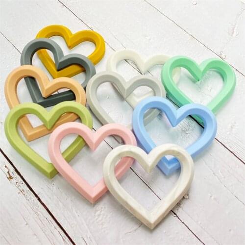 5pcs Heart Silicone teether Beads BPA Free Baby Teether Necklace Food Grade Silicone DIY Jewelry Making Accessories
