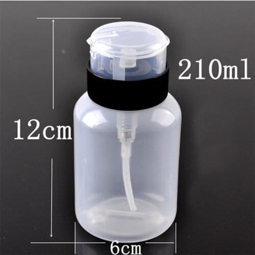 ANGNYA 210ml Plastic Refillable Nail Polish Remover Bottle with Seal Lock, Pump Designed Pressed Leaking Protect Container S032