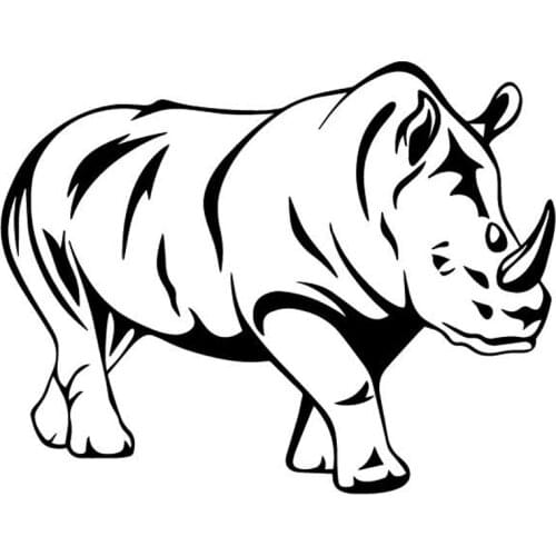 Car Sticker Rhinoceros Creative Car Sticker Car Compartment PVC Decal Decoration Accessories Waterproof Black/white,16cm*13cm