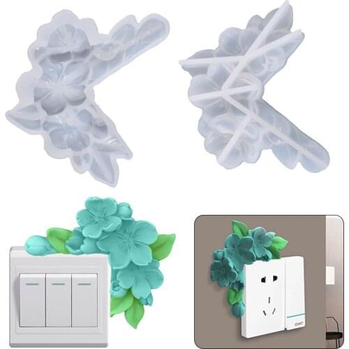Flower Switch Panel Decoration Silicone Mold For Handmade Socket Ornament Crystal Epoxy Resin Mold Home Room Decorations Making