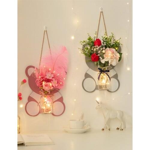 Childrens Room Bedroom Decorative Wall Lamps Small Night Lights Room Wall Decorations Living Room Flower Bear Handmade Fixtures