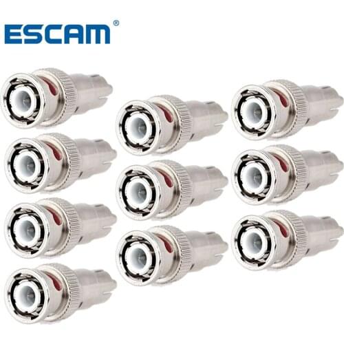 ESCAM 10pcs Wholesale BNC Male to RCA Female Coax Cable Connector Adapter F/M Couple for CCTV Surveillance Camera System Kit