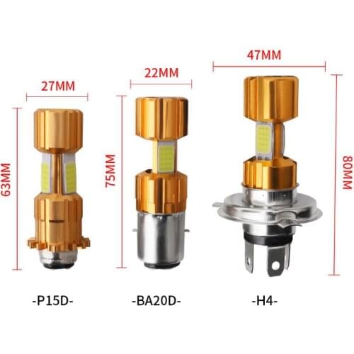 200PC Bright Cob H4 Hi/Lo Beam Motorcycle LED Headlight Modified Lamp P15D BA20D 16W High Power 12V White For Electric Motorbike