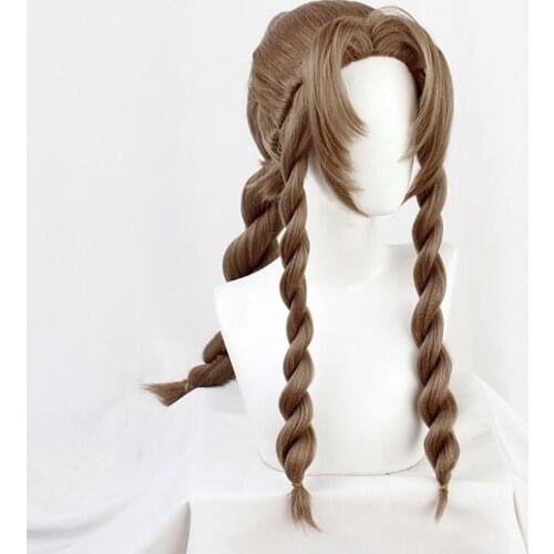 Final Fantasy VII Aerith Gainsborough Wig Women Brown Long Curly Cosplay Wig Heat Resistant Synthetic Hair Peruca Wigs