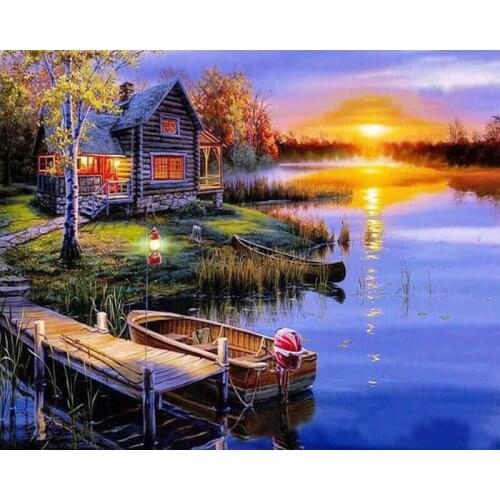 GATYZTORY DIY Full Drill Rural Diamond Painting Landscape Rhinestone Embroidery Mosaic Art Cross Stitch Wall Decor Gift
