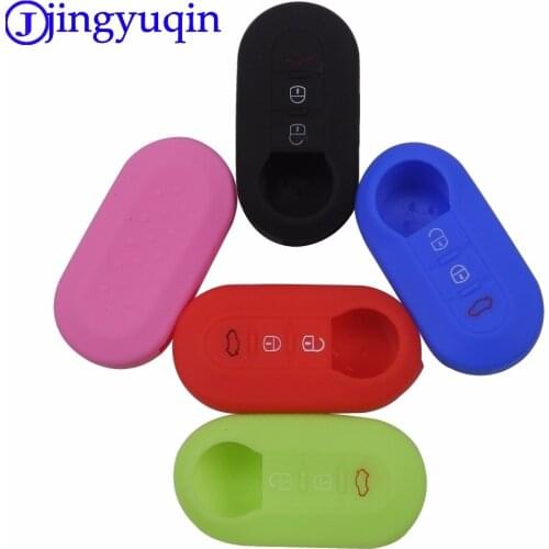Jingyuqin 10ps 3 Buttons Remote Flip Key Shell Blank Fob Silicone Car Key Cover Case For Fiat 500
