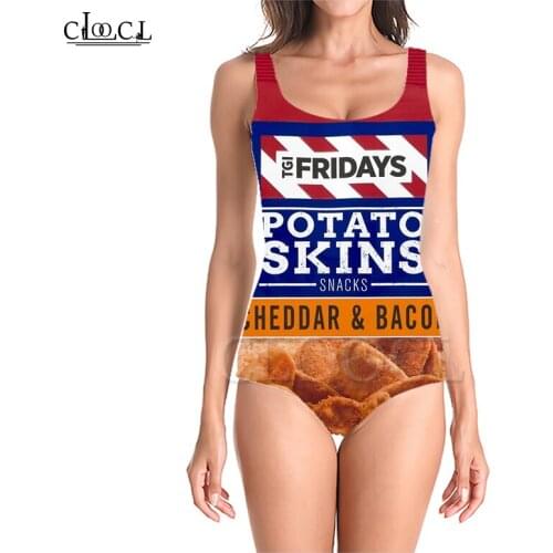 CLOOCL Newest Delicious Potato Chips 3D Print Girls One-piece Swimsuit Beachwear Sleeveless Slim Sexy Women Beach Swimwear