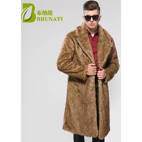 BHUNATI Mens Faux Fur Coats Jacket Fur Men Black Yellow 6XL Thick Fake Fur Coat Men Long Jacket Faux Fur Leather Coats For Men